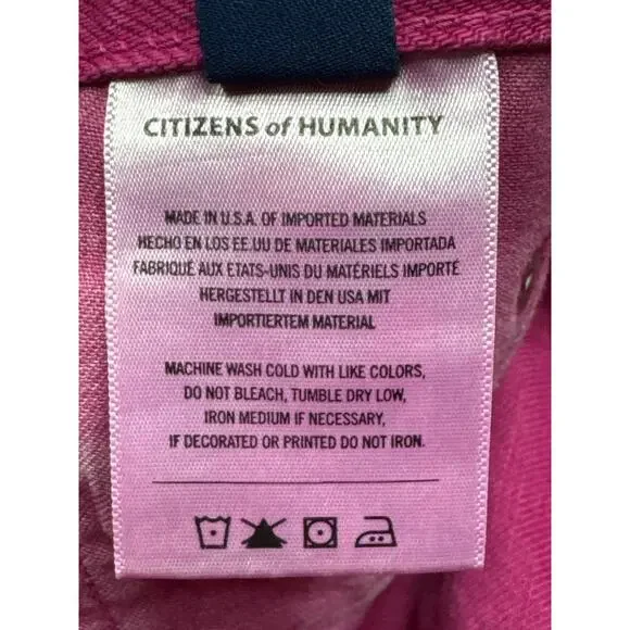 Citizens of Humanity Women's Ayla Undone Hem Crop Pink Denim Jeans -27 (28x20.5) - Picture 8 of 9